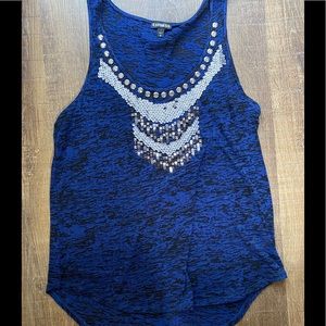 Express brand royal blue burnout sequin tank top.